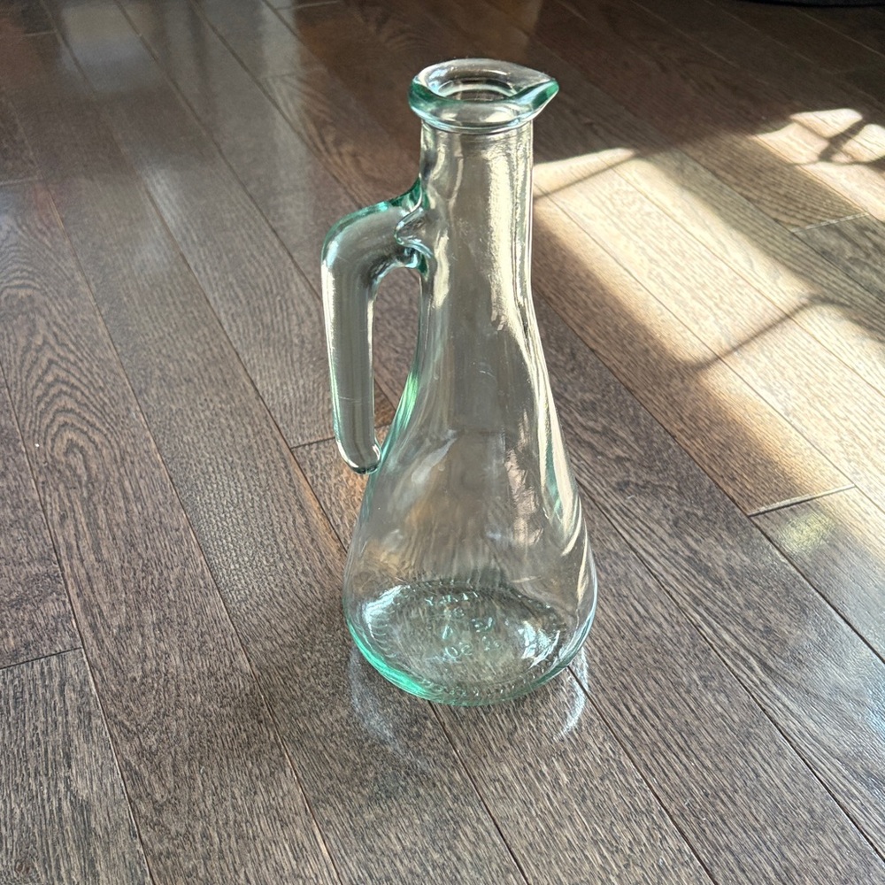 Clear Aqua Glass Pitcher with Handle